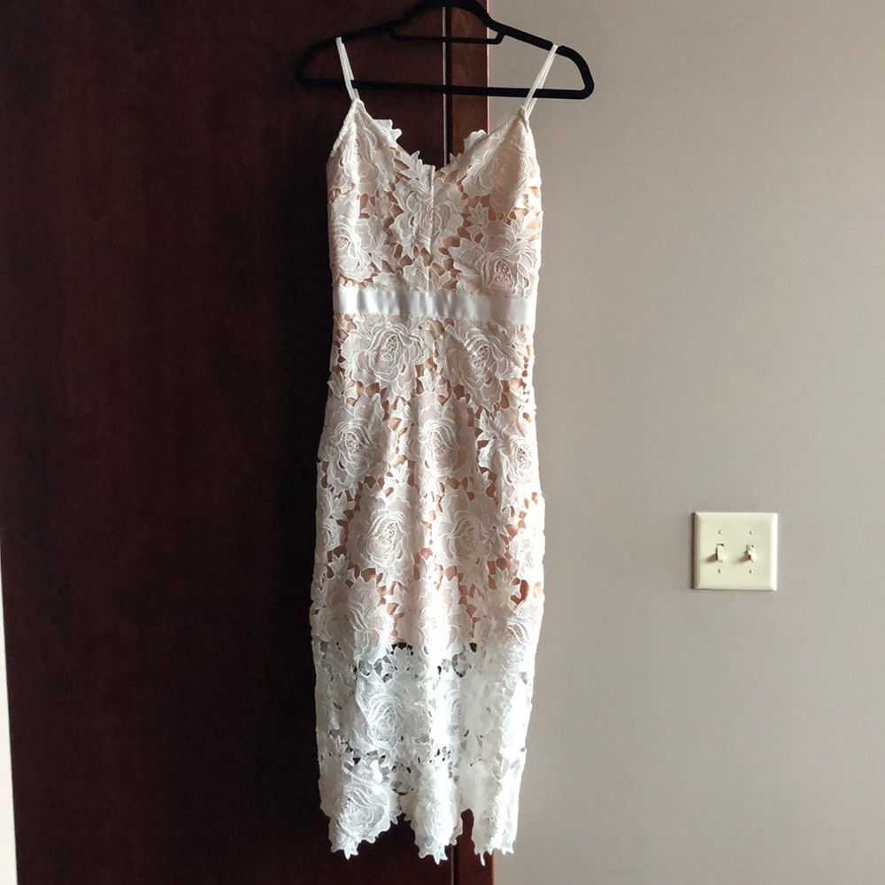 White lace midi dress
